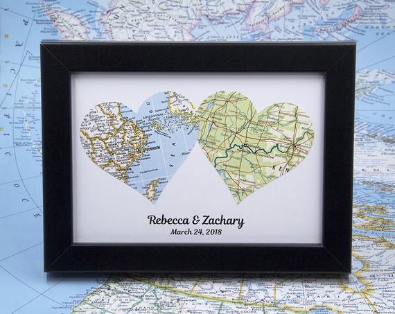 A couple Your Journey Map frame as Valentine's day gifts 