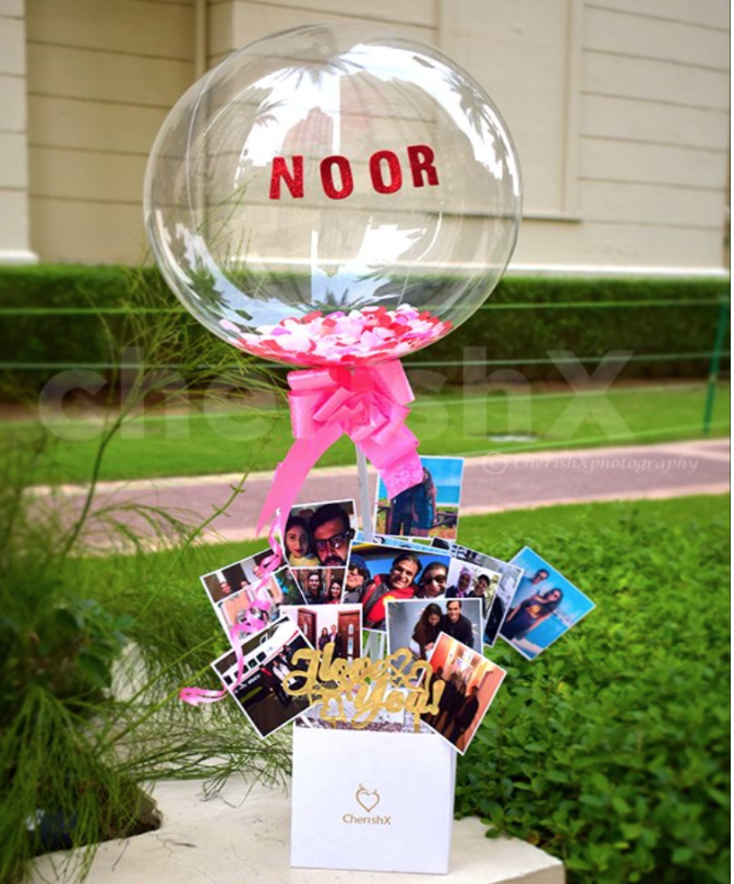 Personalised Love Balloon Delivery for Valentine’s featuring customizable photos 