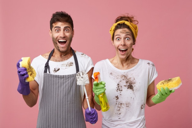 Couple Doing household chores