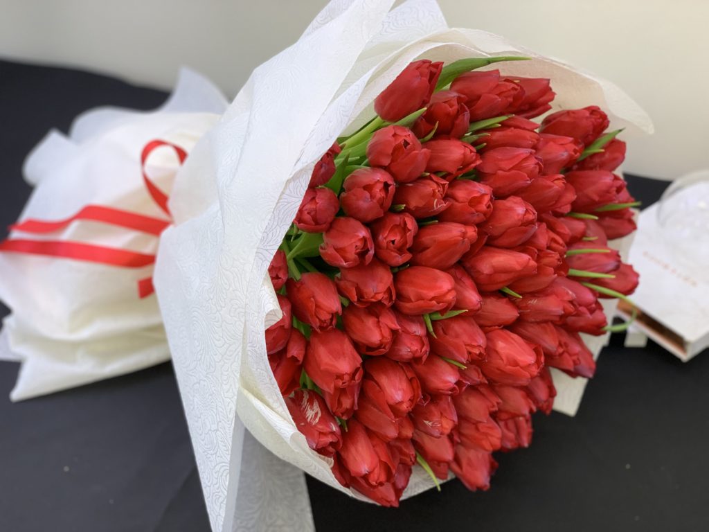 A bouquet of red tulips make one of the best flowers for valentines day