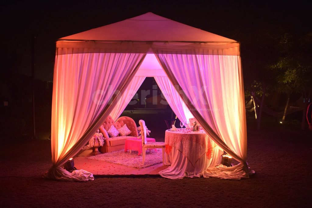 Valentine's day special celebration featuring a private cabana themed dinner date 