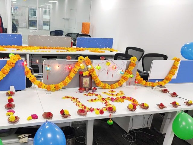 Office Diwali Workstation Decoration