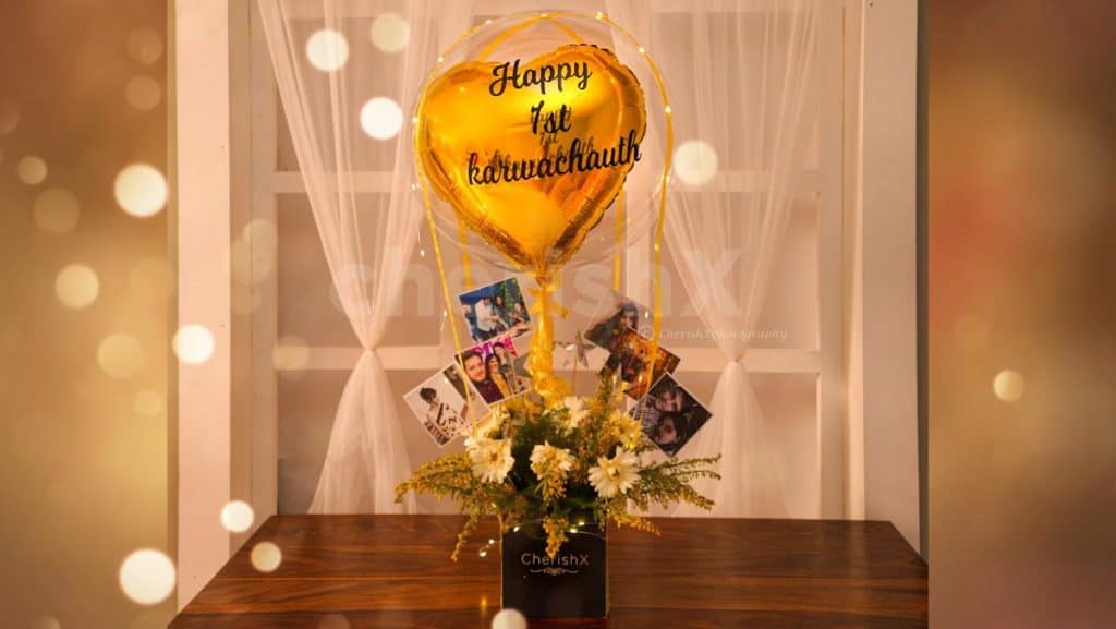 Gold Heart Balloon & Photo Bouquet