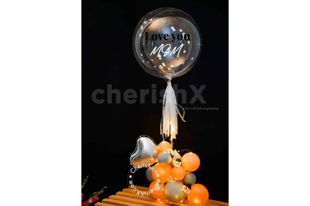 Pastel Grey and Peach Balloon Bouquet