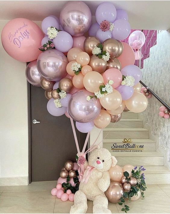 Balloon Bouquet with Teddy Bear