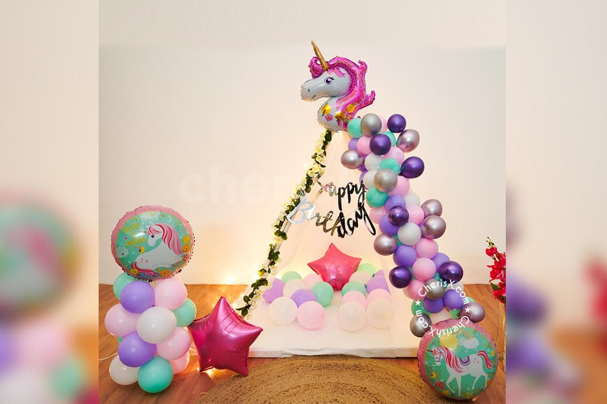 unicorn theme kids birthday decoration