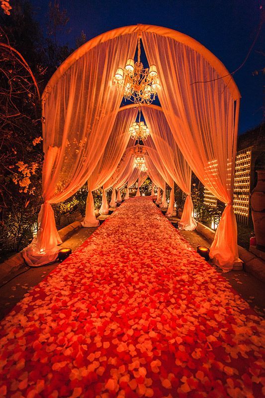 sunset orange theme wedding decoration idea