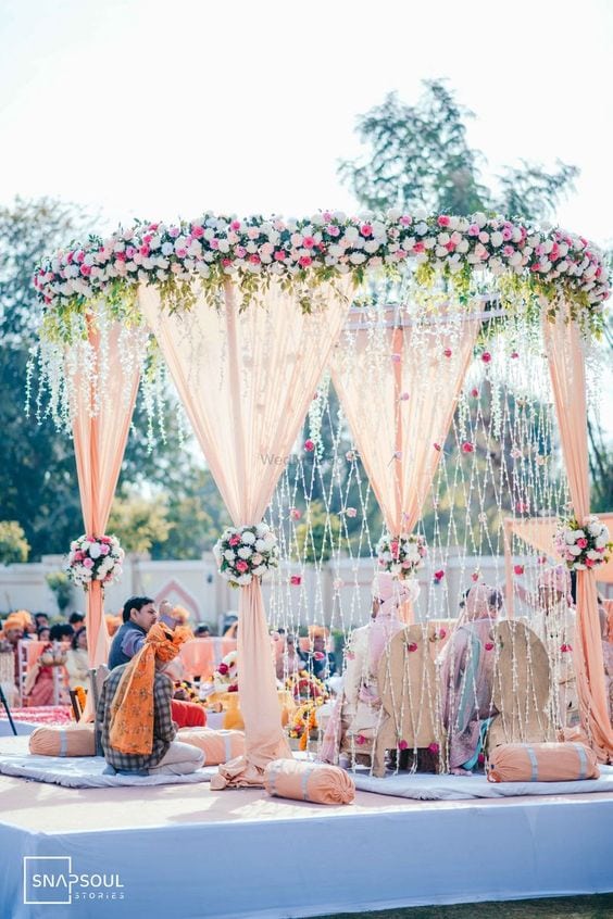 Floral Round Outdoor Mandap Decor