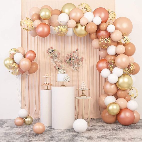 Chrome Pink, Chrome Peach & Pastel peach Balloon special decoration