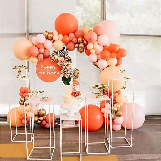 Pastel peach, orange & White Balloon special decoration