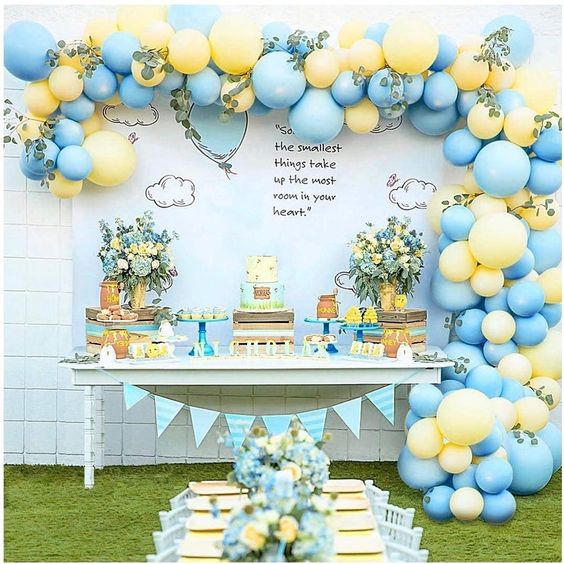 Pastel yellow and Blue balloon special decoration
