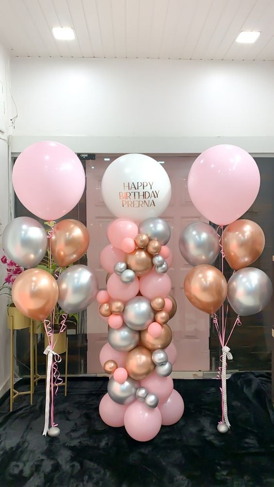 Rose Gold and Silver Chrome Balloons special decoration