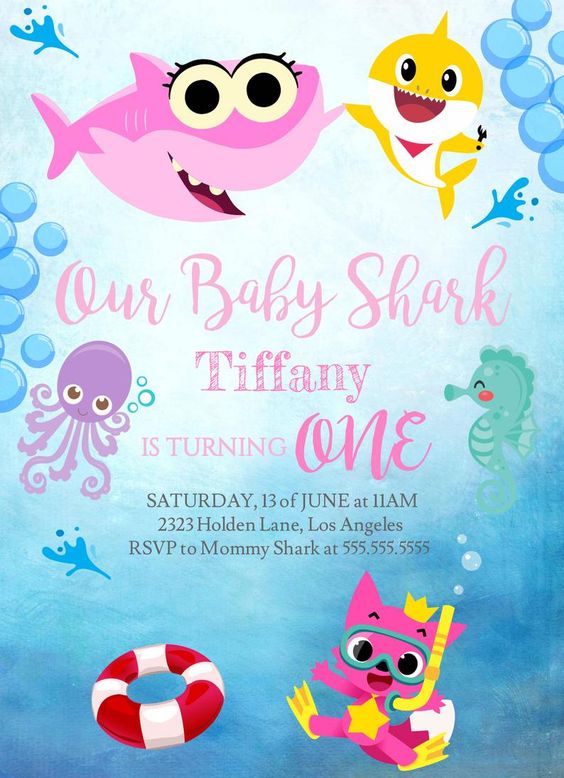 Baby Shark Theme Invitations