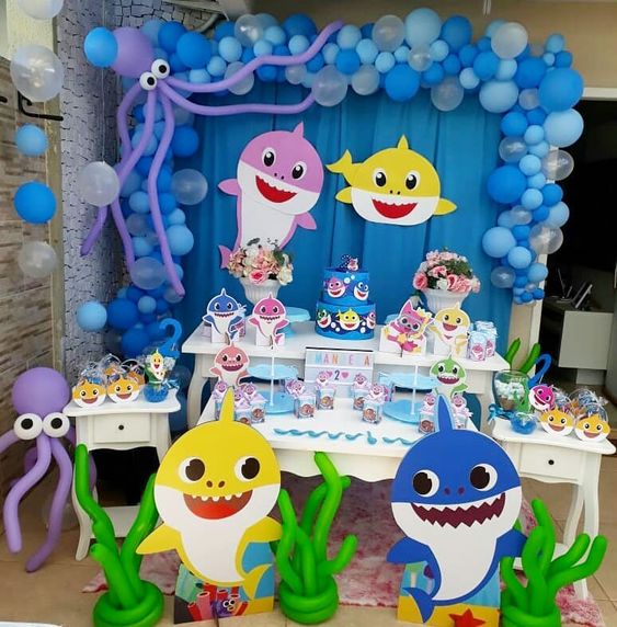 baby shark theme birthday decoration