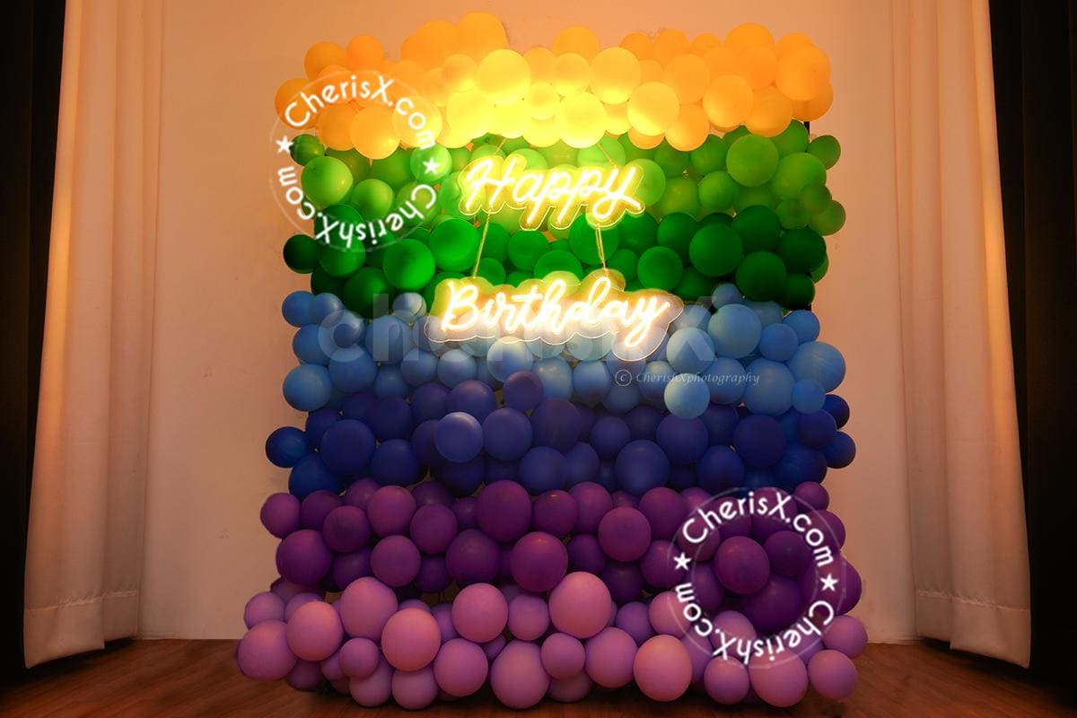 rainbow theme balloon wall