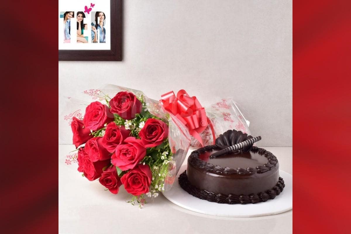 10 Red Roses & truffle cake