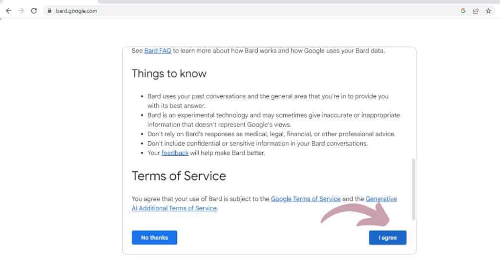 Google Bard Terms & Policy 