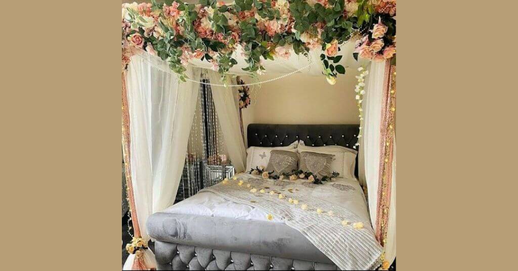 boho style room decoration for wedding night 
