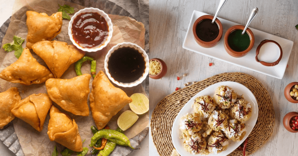 Bollywood style food - gol-gappa and samosa
