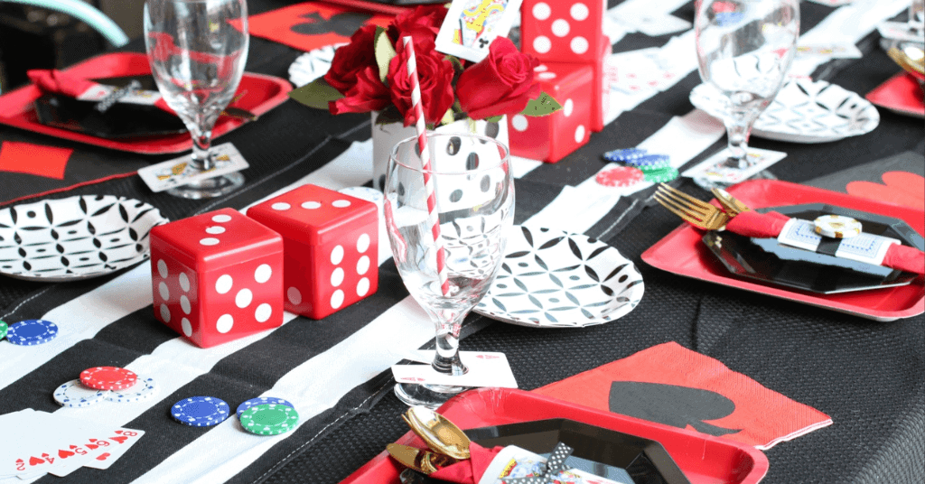 table setting for casino party theme