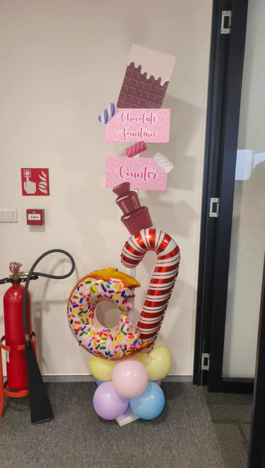 candyland theme decoration with activity banners.