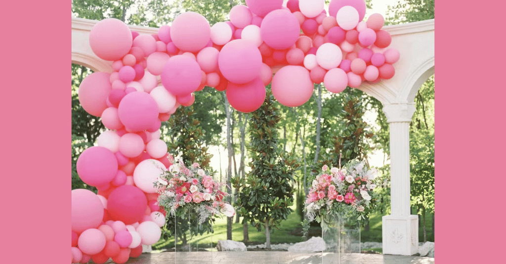 barbie theme pink balloon decoration ideas 