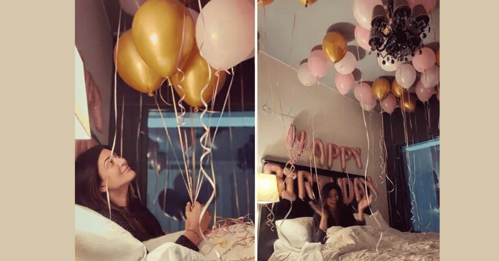 birthday balloon surprise in a room 