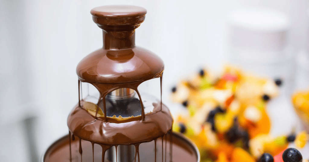chocolate fountain machine for food area at a birthday party 