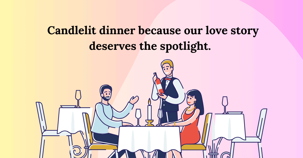 candle light quotes for couples in love over a candlelight dinner