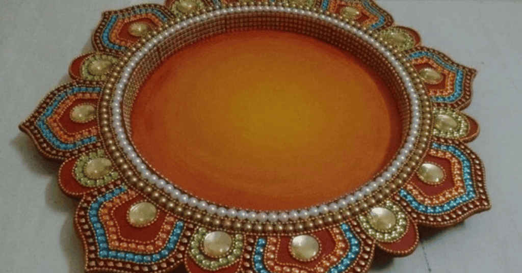 Navratri Thali Decoration With Beads