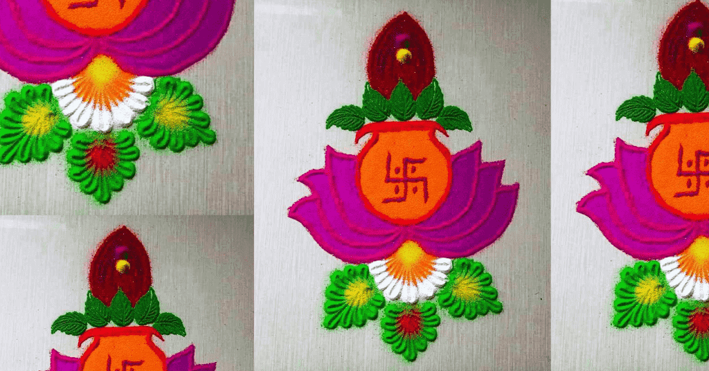 Kalash & Lotus Rangoli Designs For Navratri