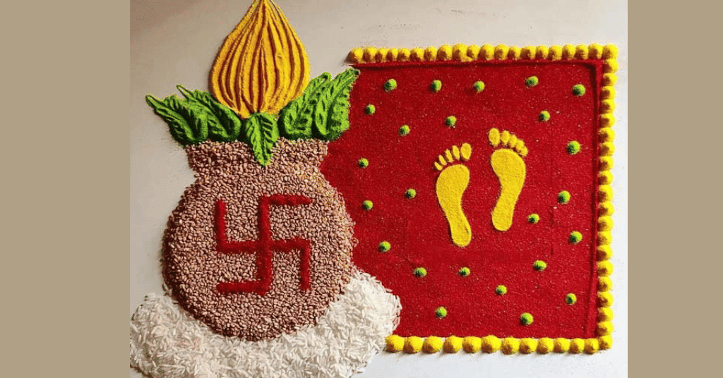 Devi Maa Footprints Rangoli Designs For Navratri