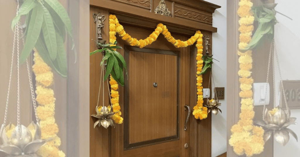 Marigold Strands For House Entrance Decoration In Navratri