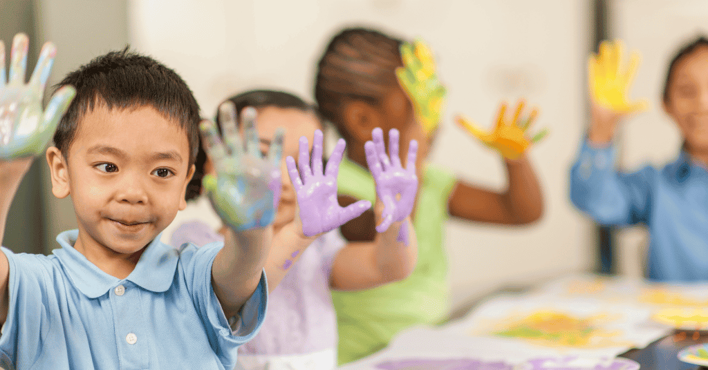 finger painting birthday art activities. 