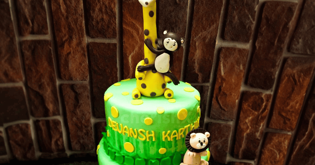 Jungle Theme Fondant Cake for kid's birthday 