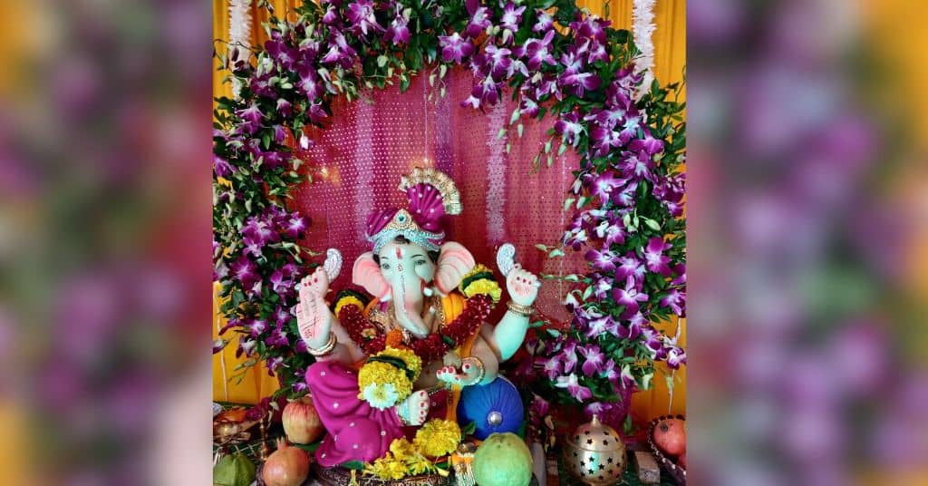 Orchid Flower Ganpati Decoration at Home 