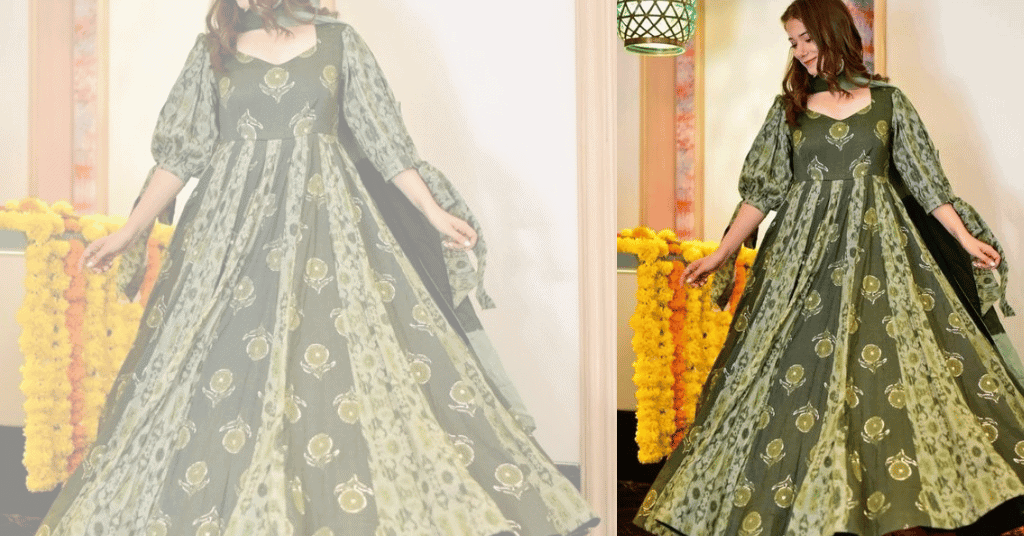 Olive Green Anarkali Gown