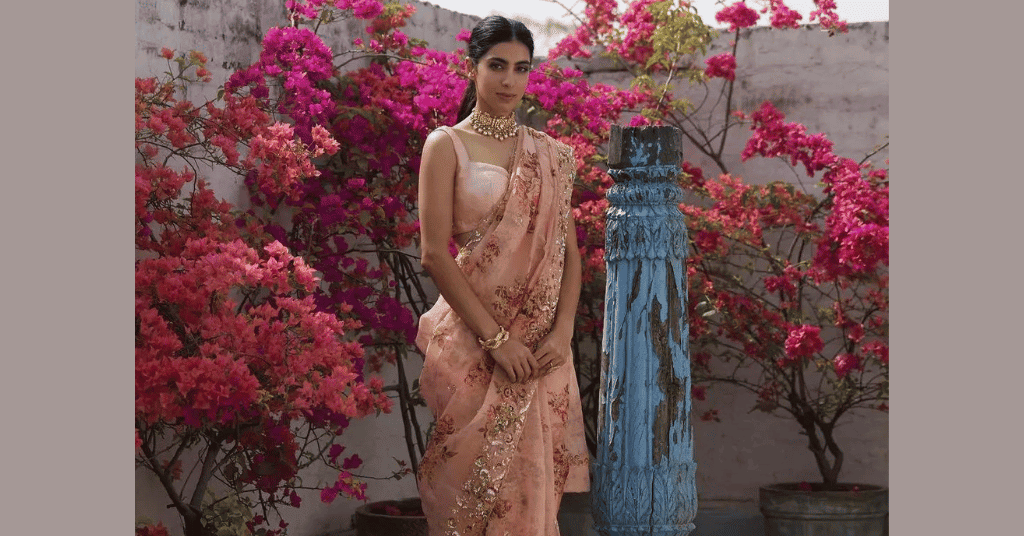 Pink color saree for Diwali 