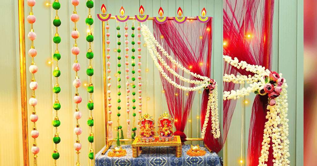 DIY Rectangular Stand Backdrop Decorations For Diwali & Other Festivities 