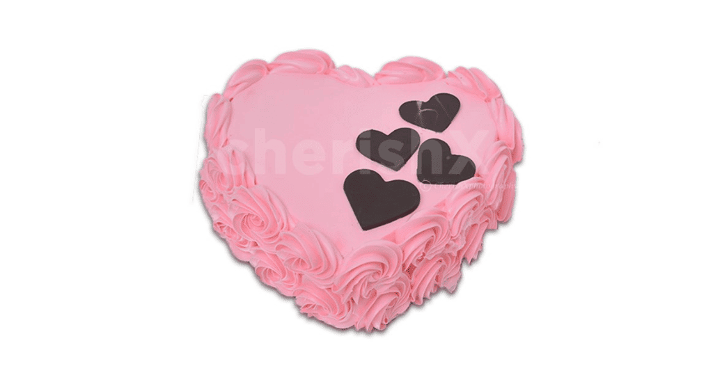 Pink Heart Shaped Cake design for anniversary celebration 