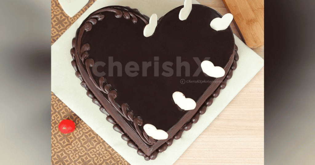  Love-Infused Chocolate Cake with white chocolate on the top 