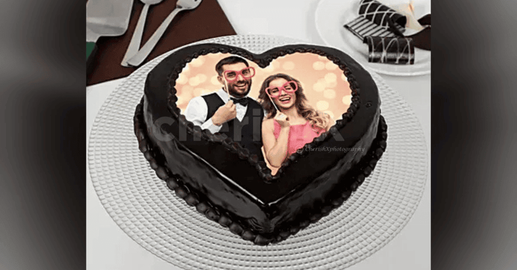  Heart Shape Chocolate Truffle Photo Cake