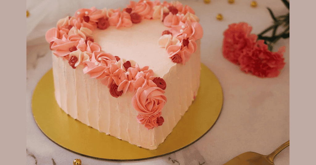 one of the unique Floral Heart Shape Strawberry Cake Design 