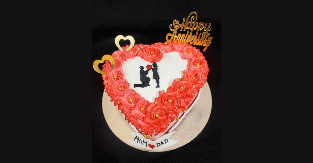 Anniversary Special Red Heart Shape Cake Design
