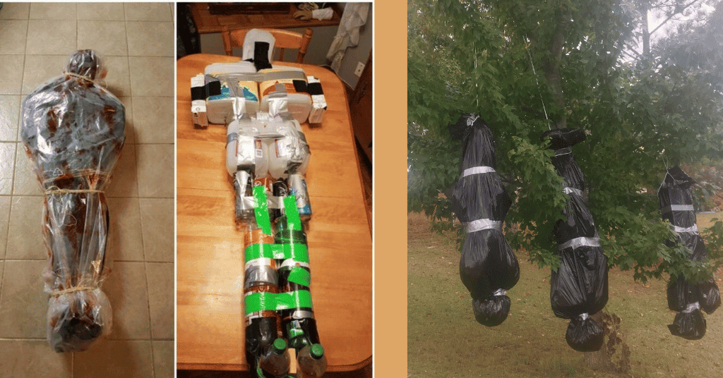 DIY dead body or Halloween body bag for horror theme decoration

