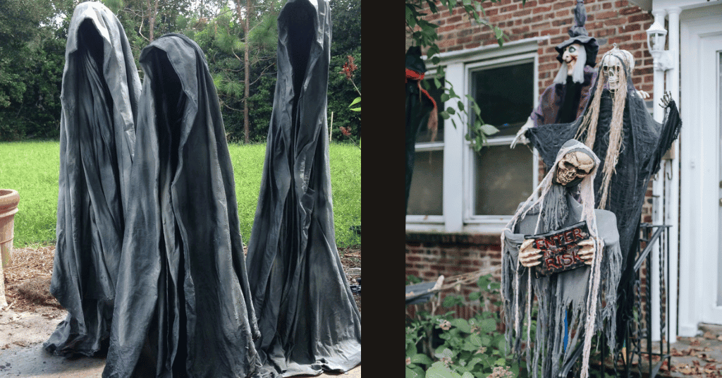 DIY Halloween Cemetery Decorations for cement themed ghosts and skeletons 