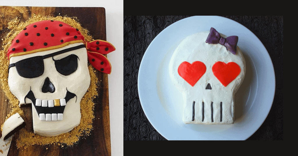 DIY Halloween Cake Decorations with skeleton theme features 