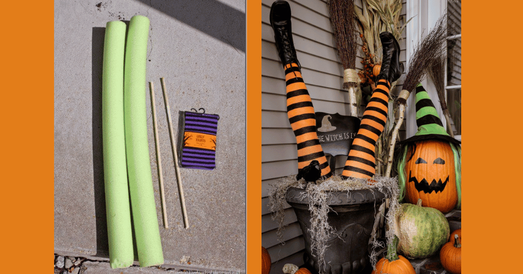 diy witch legs for the scary halloween lawn decorations.