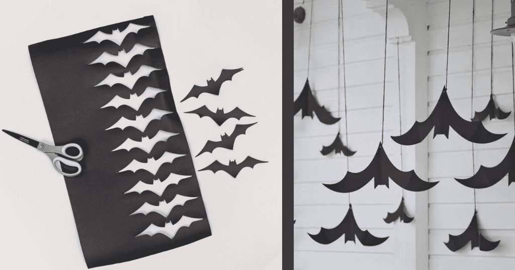 Bat cut-outs for the perfect Halloween decoration ideas with paper 