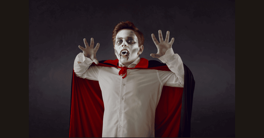 Halloween costumes vampire with scary makeup